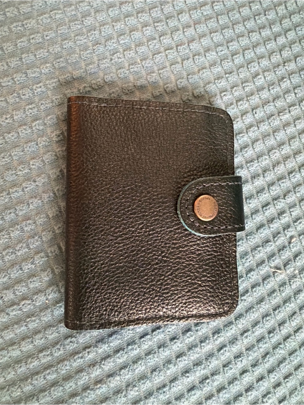 Portland Leather Black Pebbled Leather Wallet with Gold Snap - Picture 7 of 8